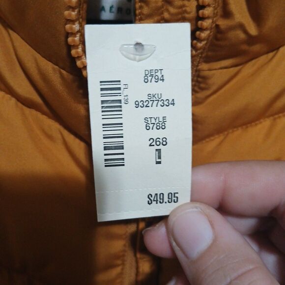 New Aeropostale Women Zipper Puffy Vest Large Gold Color - Picture 4 of 7